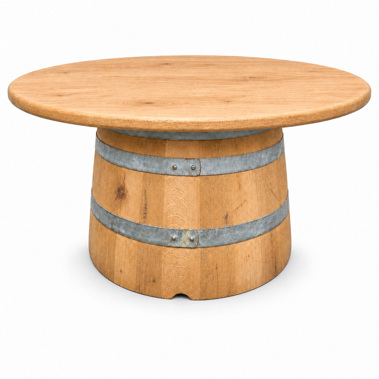 Round Wine Barrel Table with Handmade Barrel Stools
