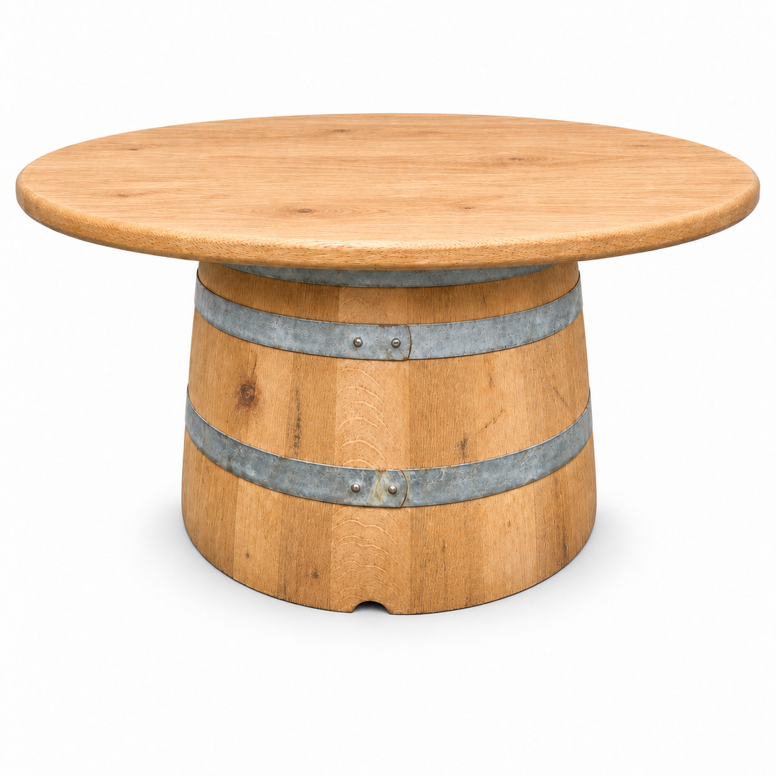 
                      
                        Round Wine Barrel Table with Handmade Barrel Stools
                      
                    