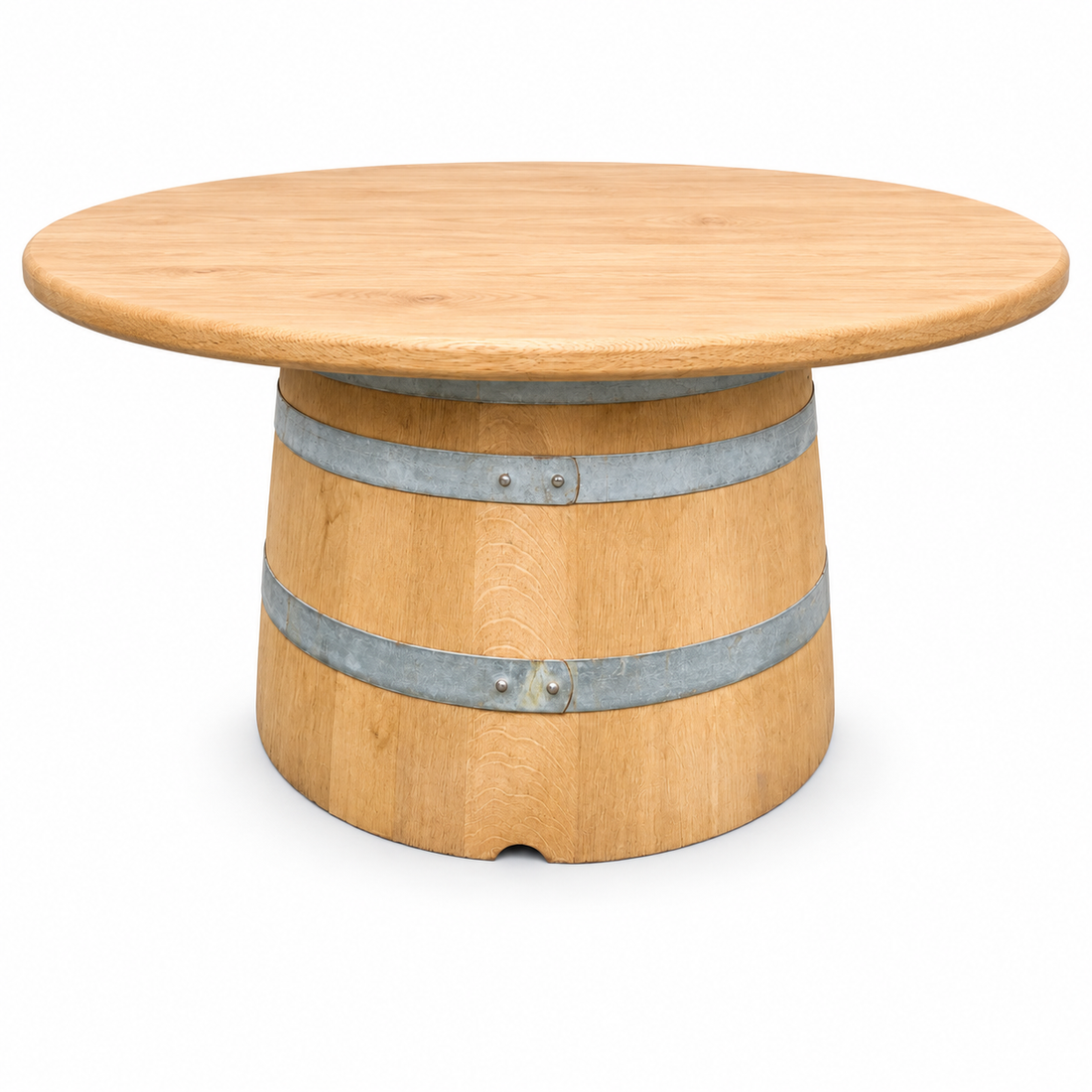 
                      
                        Round Wine Barrel Table with Handmade Barrel Stools
                      
                    