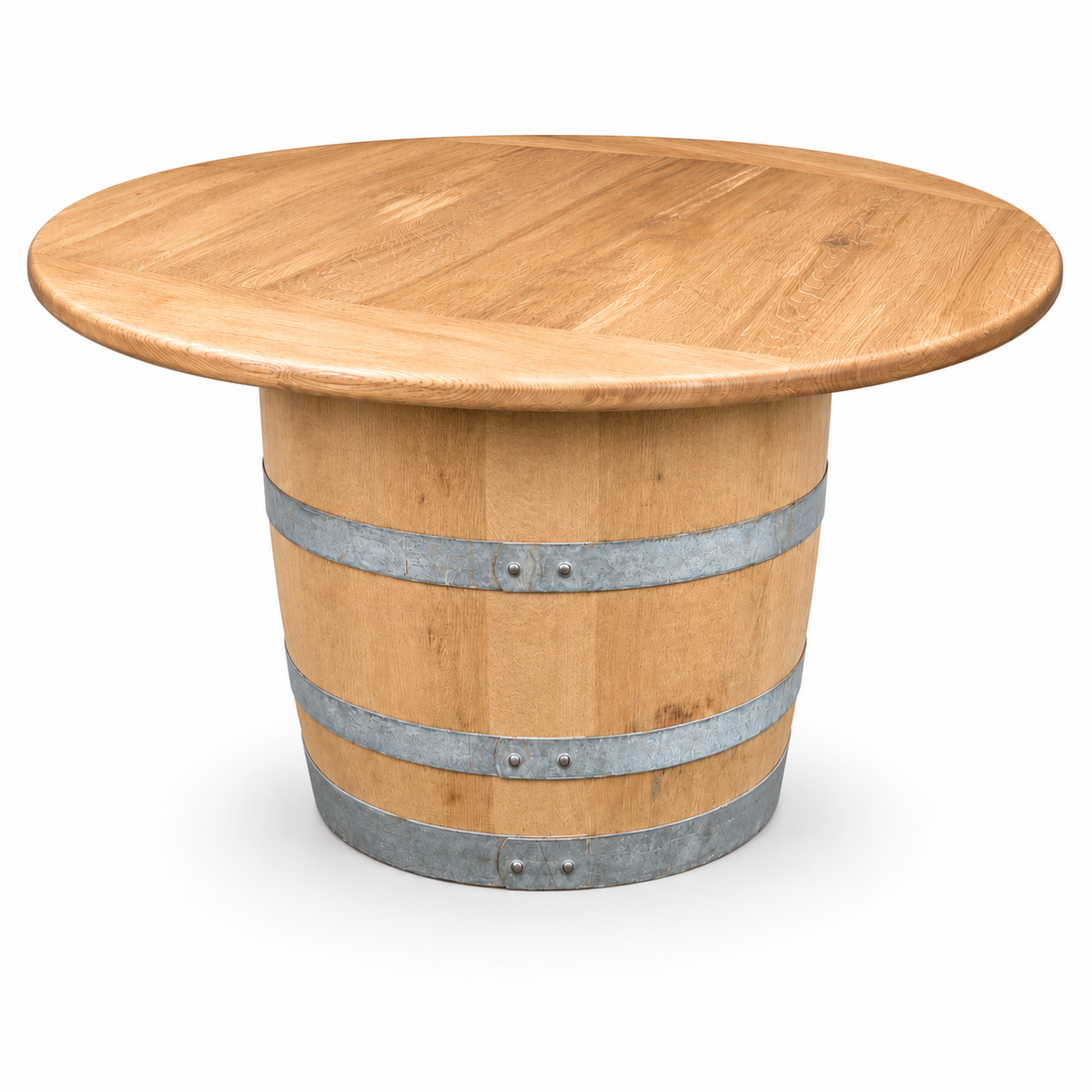 
                      
                        Round Wine Barrel Table with Handmade Barrel Stools
                      
                    