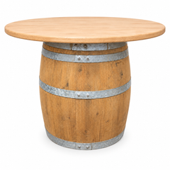 Round Wine Barrel Table with Handmade Barrel Stools