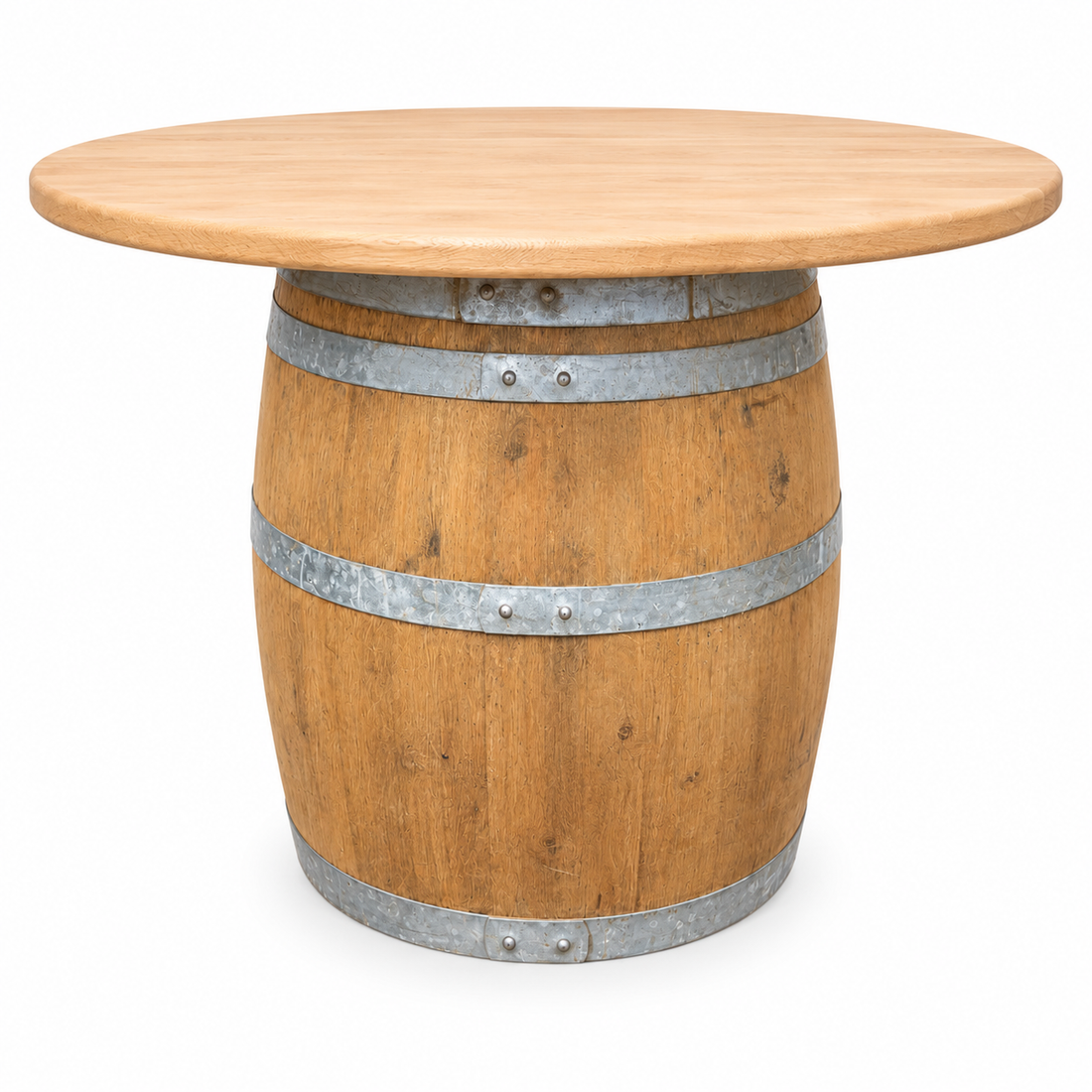 
                      
                        Round Wine Barrel Table with Handmade Barrel Stools
                      
                    