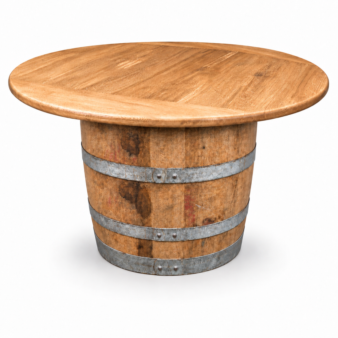 
                      
                        Round Wine Barrel Table with Handmade Barrel Stools
                      
                    