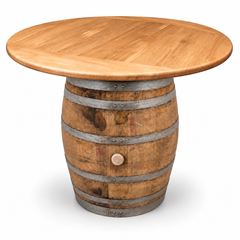 Round Wine Barrel Table with Handmade Barrel Stools