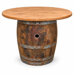 Round Wine Barrel Table with Handmade Barrel Stools