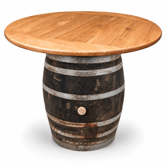 Round Wine Barrel Table with Handmade Barrel Stools