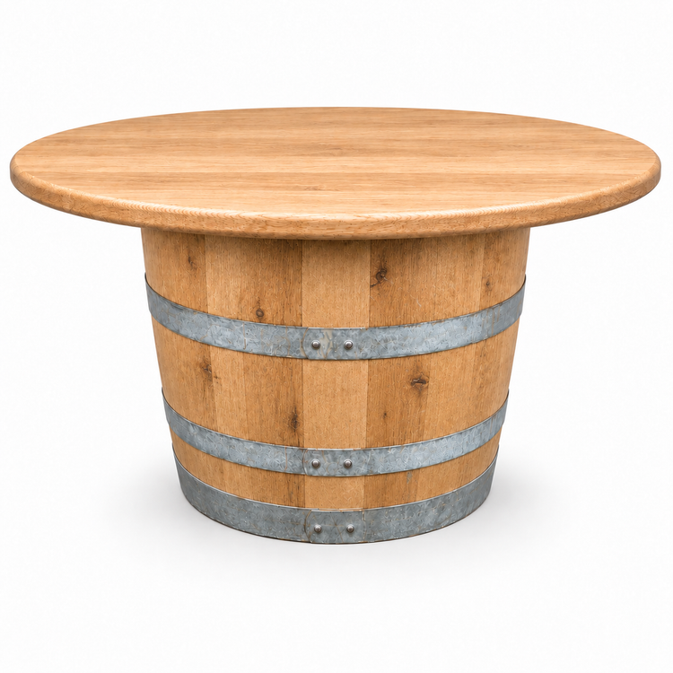 Round Wine Barrel Table with Handmade Barrel Stools