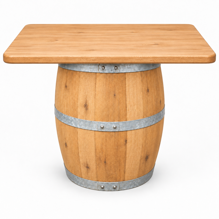 Round Wine Barrel Table with Handmade Barrel Stools