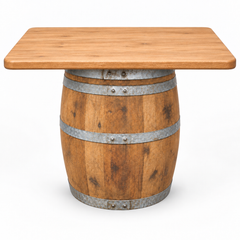 Round Wine Barrel Table with Handmade Barrel Stools