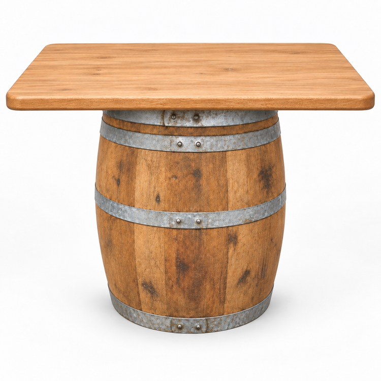 Round Wine Barrel Table with Handmade Barrel Stools