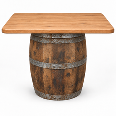 Round Wine Barrel Table with Handmade Barrel Stools