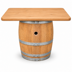 Round Wine Barrel Table with Handmade Barrel Stools