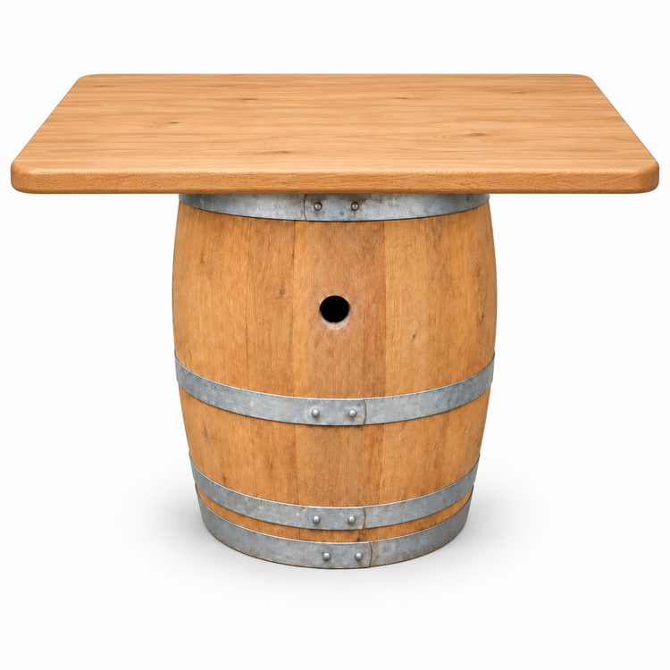 Round Wine Barrel Table with Handmade Barrel Stools