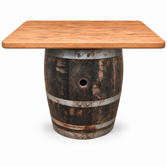 Round Wine Barrel Table with Handmade Barrel Stools
