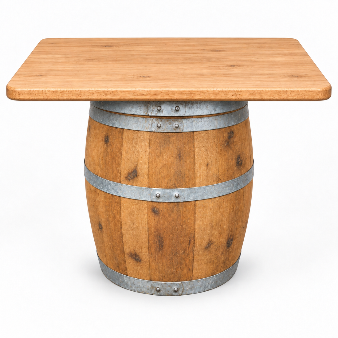 
                      
                        Round Wine Barrel Table with Handmade Barrel Stools
                      
                    