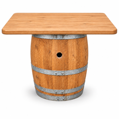 Round Wine Barrel Table with Handmade Barrel Stools
