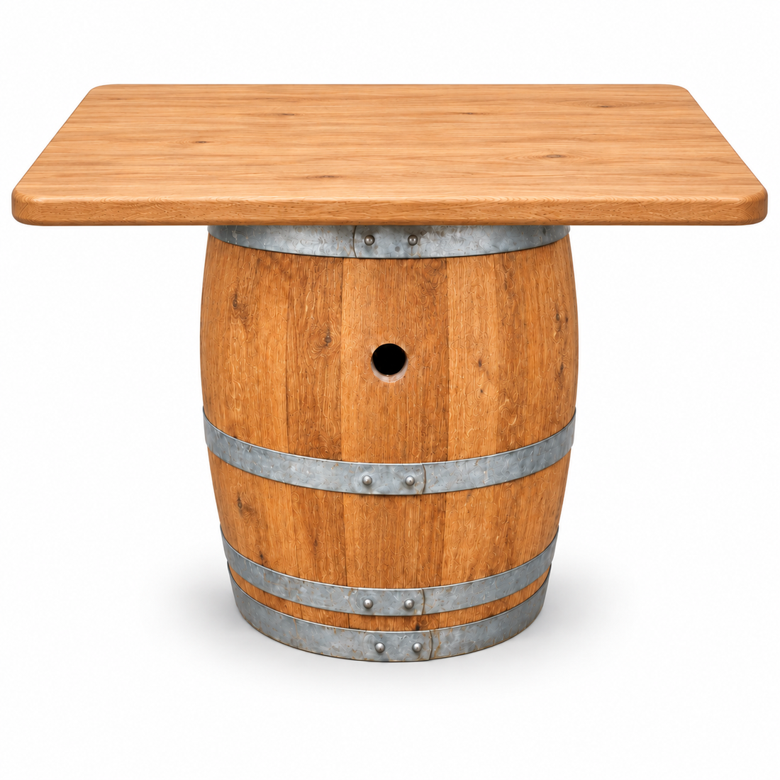 
                      
                        Round Wine Barrel Table with Handmade Barrel Stools
                      
                    