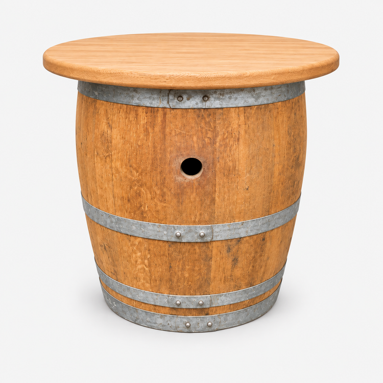 Round Wine Barrel Table with Handmade Barrel Stools