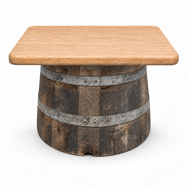 Round Wine Barrel Table with Handmade Barrel Stools