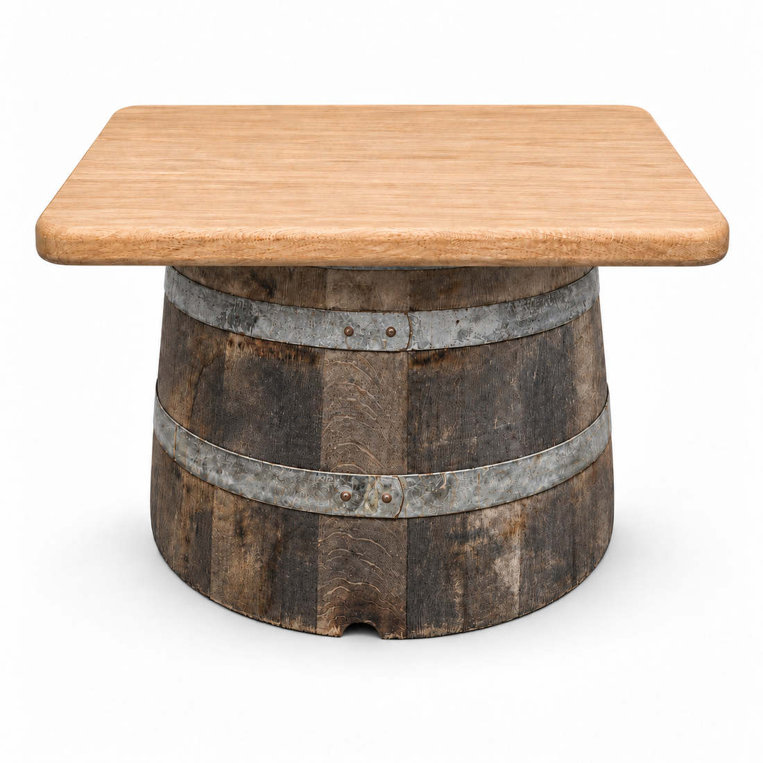 
                      
                        Round Wine Barrel Table with Handmade Barrel Stools
                      
                    