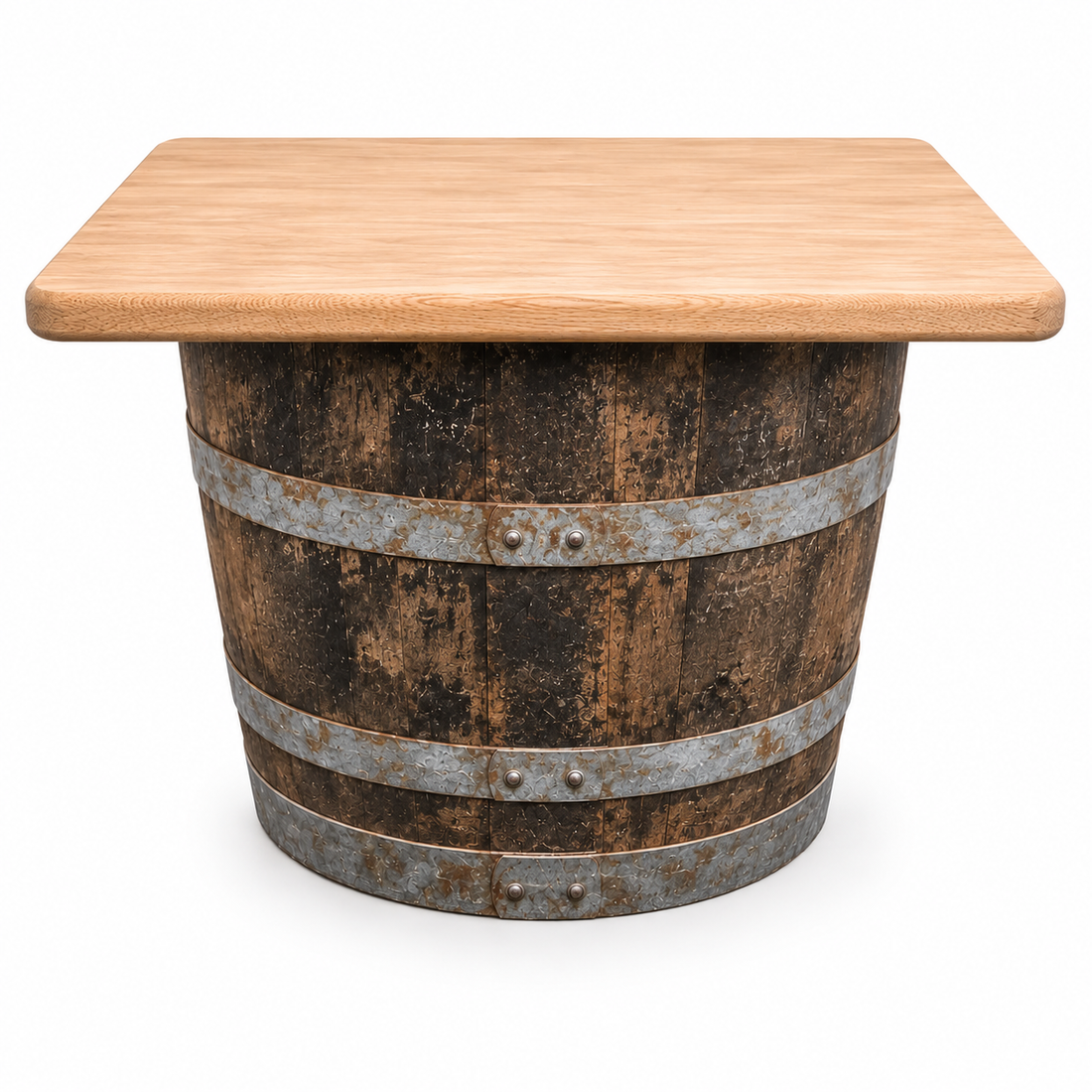 
                      
                        Round Wine Barrel Table with Handmade Barrel Stools
                      
                    