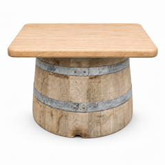Round Wine Barrel Table with Handmade Barrel Stools