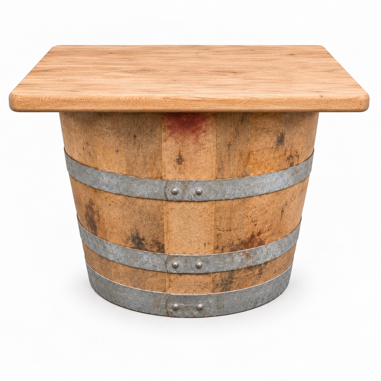 Round Wine Barrel Table with Handmade Barrel Stools