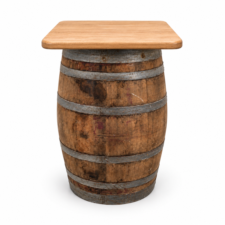 Round Wine Barrel Table with Handmade Barrel Stools