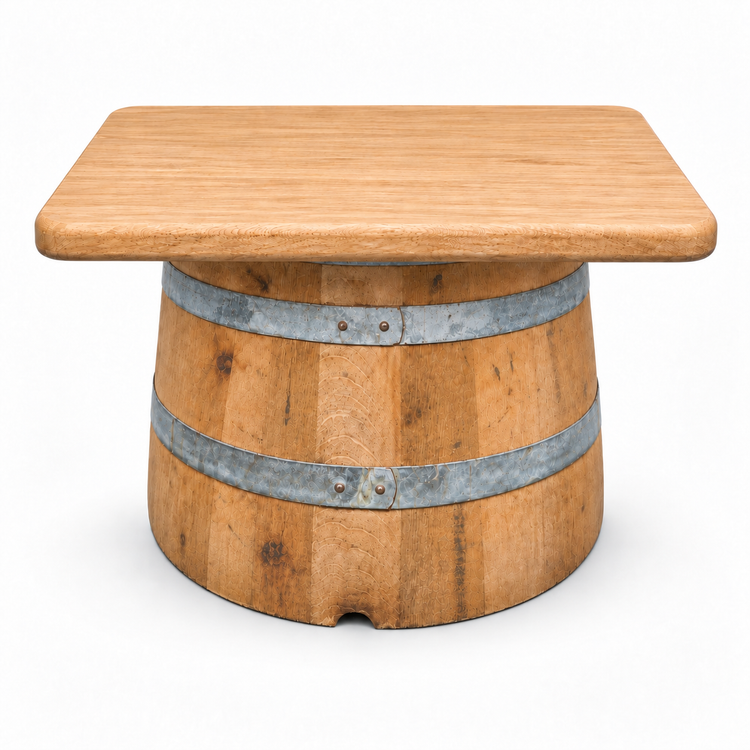Round Wine Barrel Table with Handmade Barrel Stools