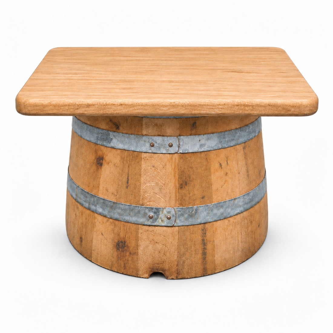 
                      
                        Round Wine Barrel Table with Handmade Barrel Stools
                      
                    