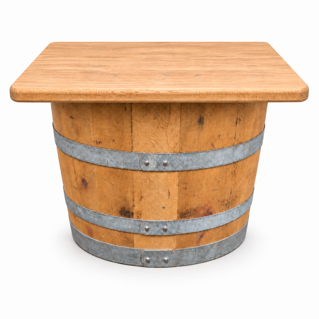 
                      
                        Round Wine Barrel Table with Handmade Barrel Stools
                      
                    