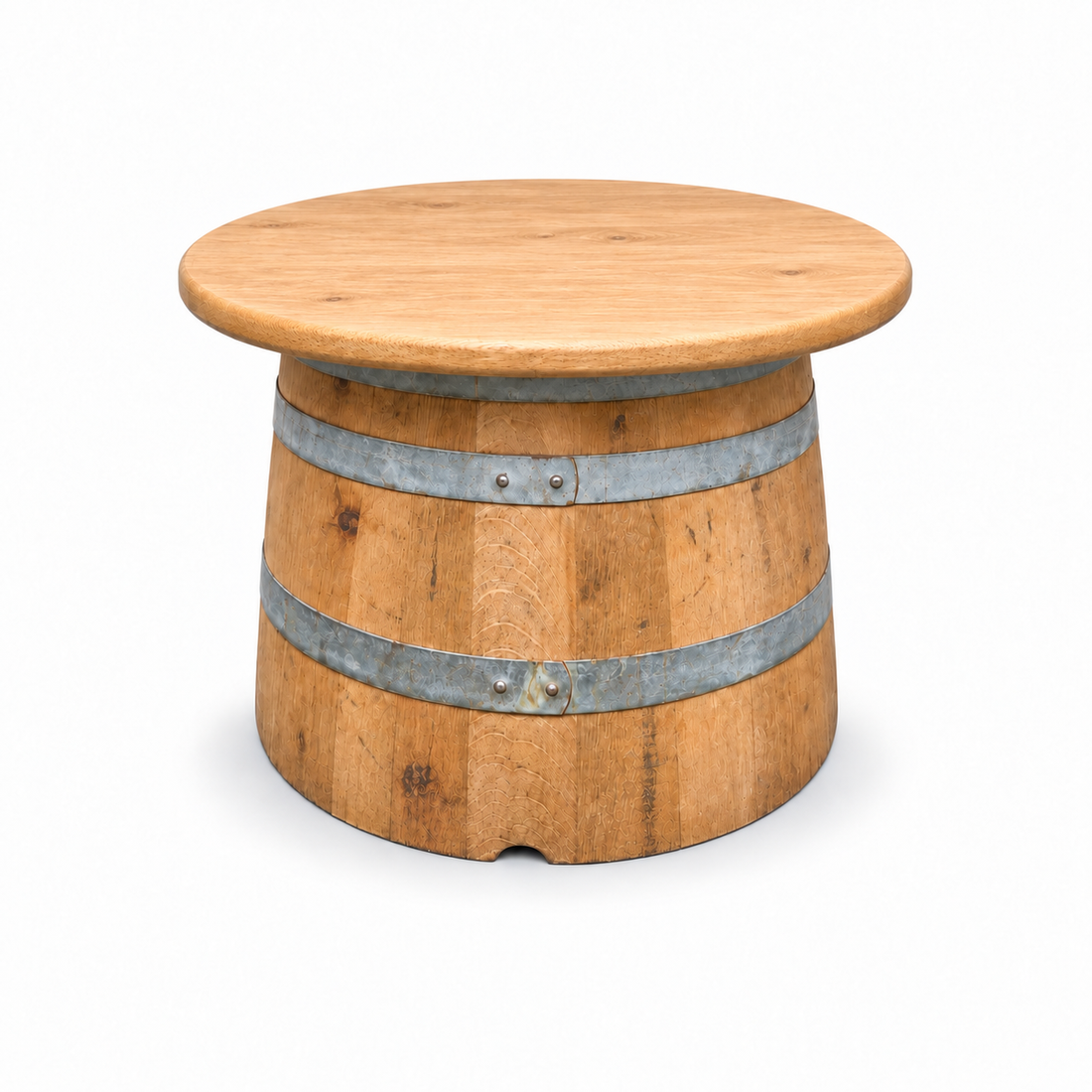 
                      
                        Round Wine Barrel Table with Handmade Barrel Stools
                      
                    
