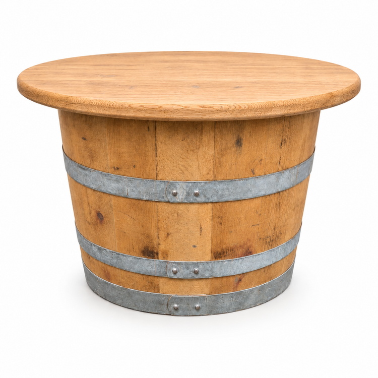 Round Wine Barrel Table with Handmade Barrel Stools