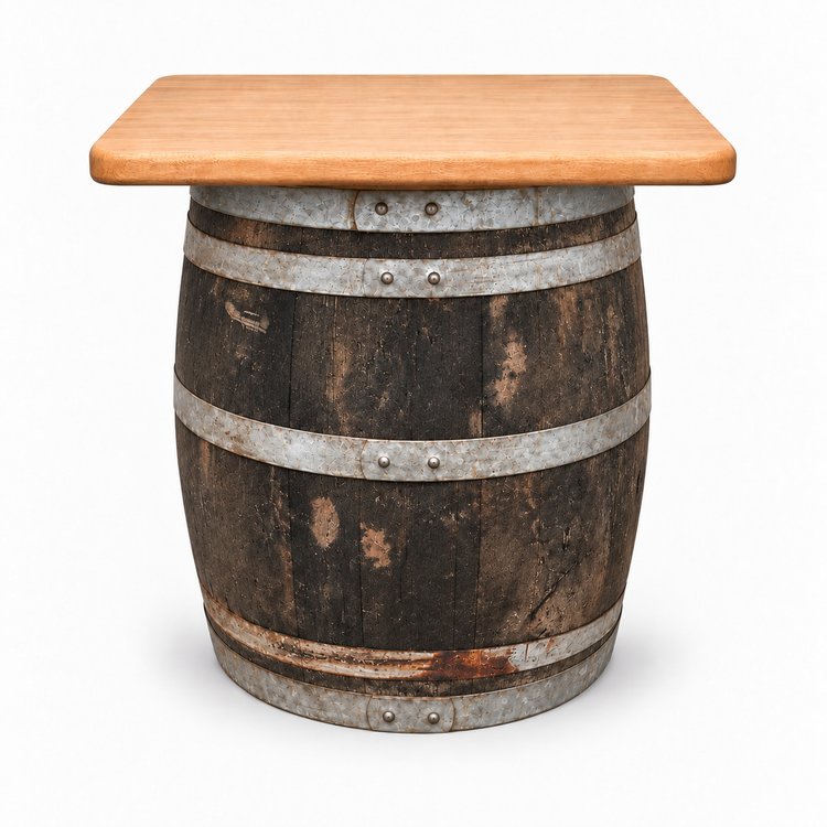 Round Wine Barrel Table with Handmade Barrel Stools