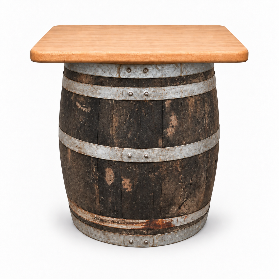 
                      
                        Round Wine Barrel Table with Handmade Barrel Stools
                      
                    
