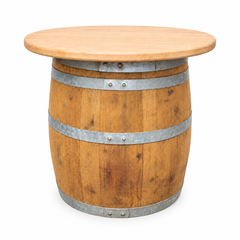 Round Wine Barrel Table with Handmade Barrel Stools