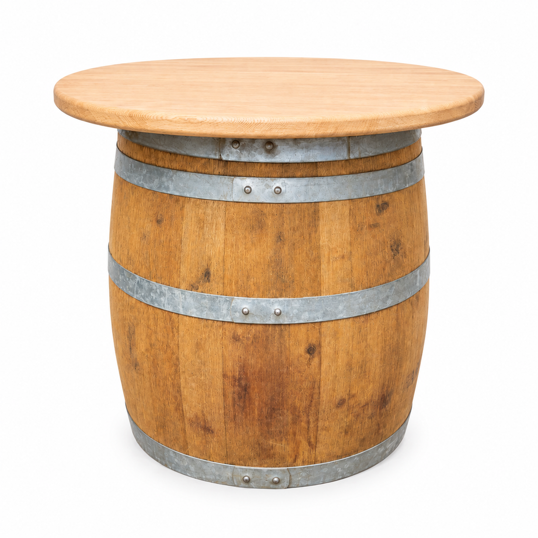 
                      
                        Round Wine Barrel Table with Handmade Barrel Stools
                      
                    