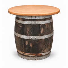 Round Wine Barrel Table with Handmade Barrel Stools