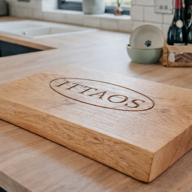 Solid Oak Chopping Board – James Martin Style Butchers Block (Custom Size, Square or Live Waney Edge)