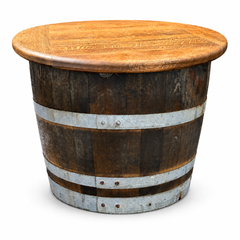 Round Wine Barrel Table with Handmade Barrel Stools