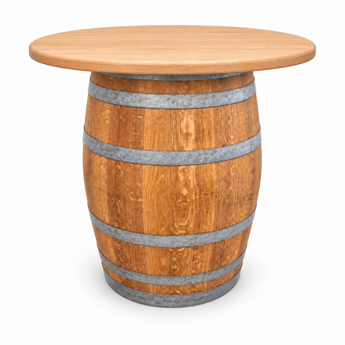 
                      
                        Round Wine Barrel Table with Handmade Barrel Stools
                      
                    