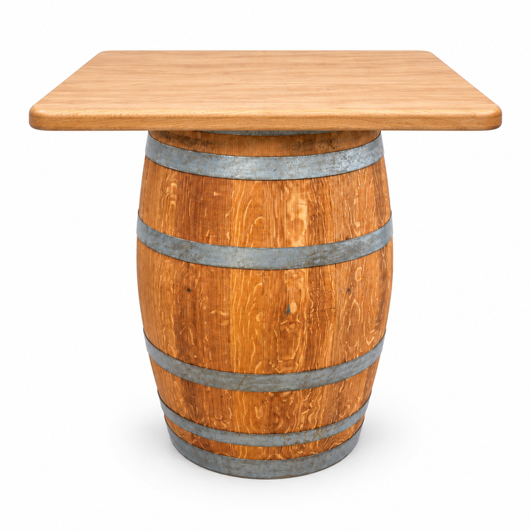 Round Wine Barrel Table with Handmade Barrel Stools