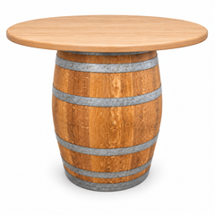 Round Wine Barrel Table with Handmade Barrel Stools