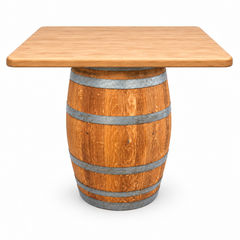 Round Wine Barrel Table with Handmade Barrel Stools