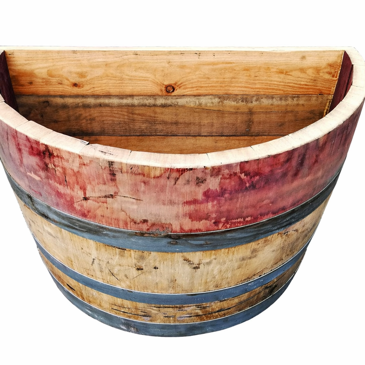 Quarter Flat Back Oak Wine Barrel Planter