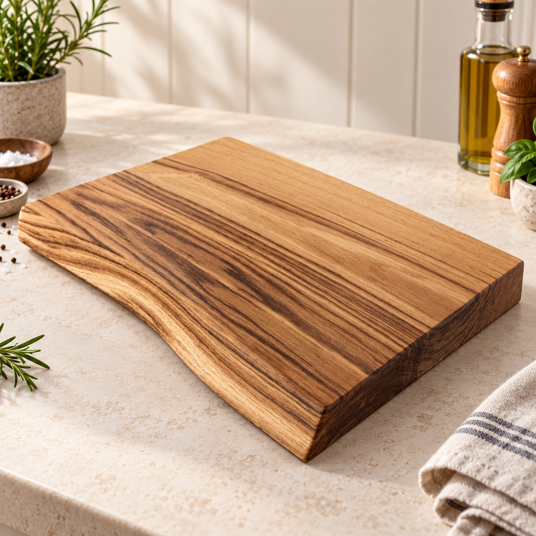 Dark Solid Oak Chopping Board – James Martin Style Butchers Block (Custom Size, Square or Live Edge)