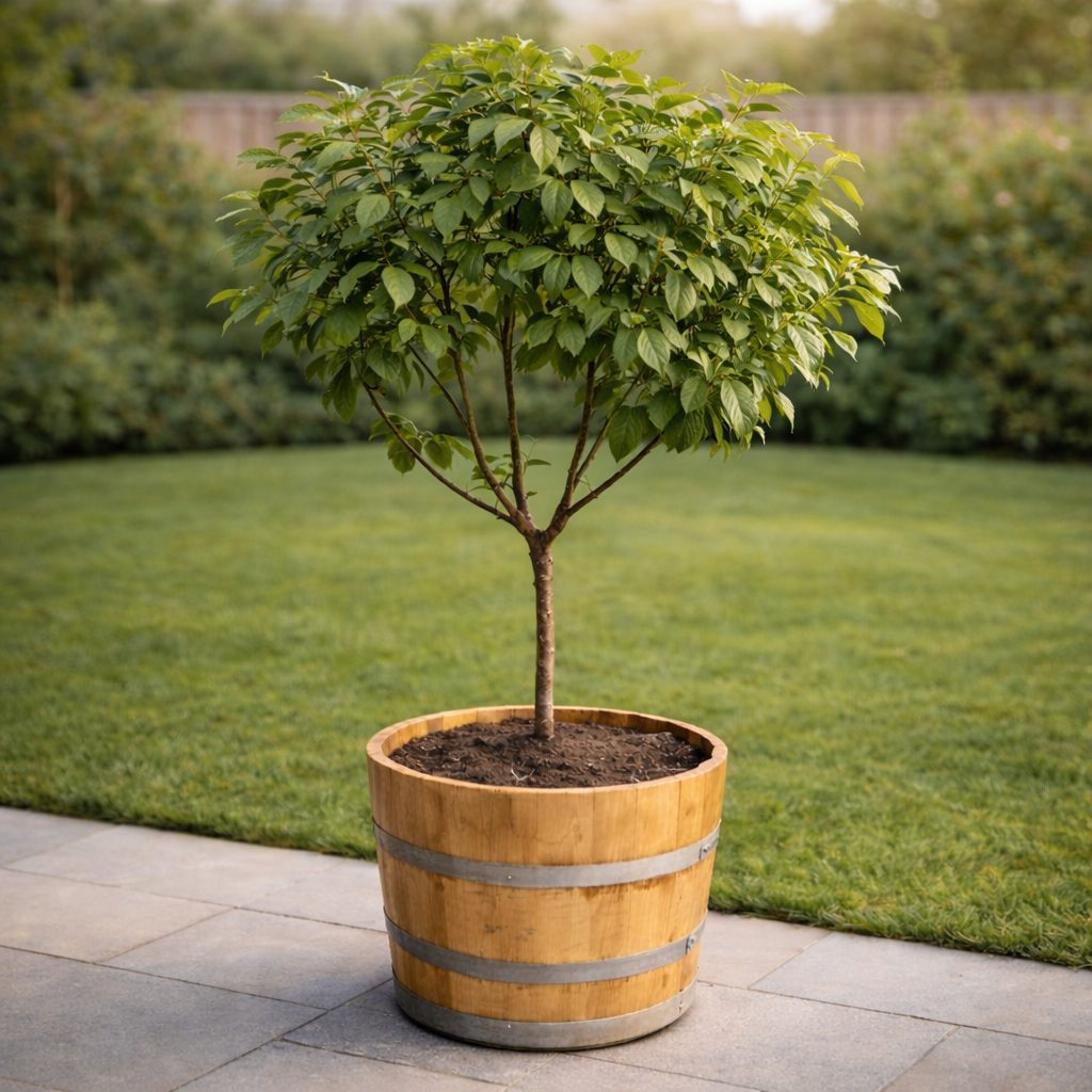 Chestnut Hardwood Half Barrel Planters