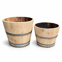 Chestnut Hardwood Half Barrel Planters