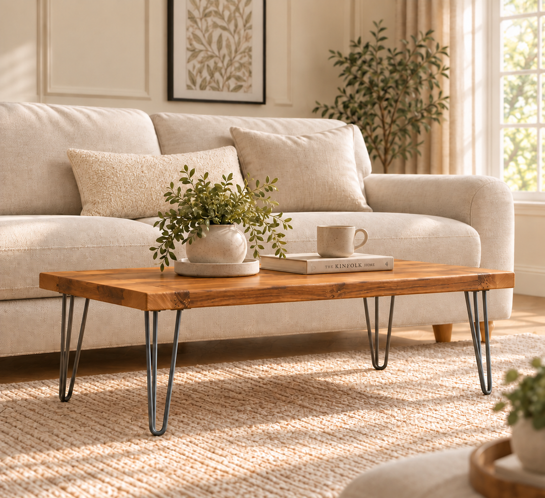 
                      
                        Modern Industrial Solid Oak Coffee Table
                      
                    
