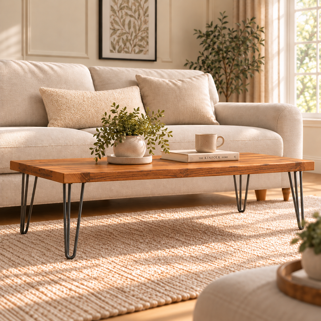 
                      
                        Modern Industrial Solid Oak Coffee Table
                      
                    